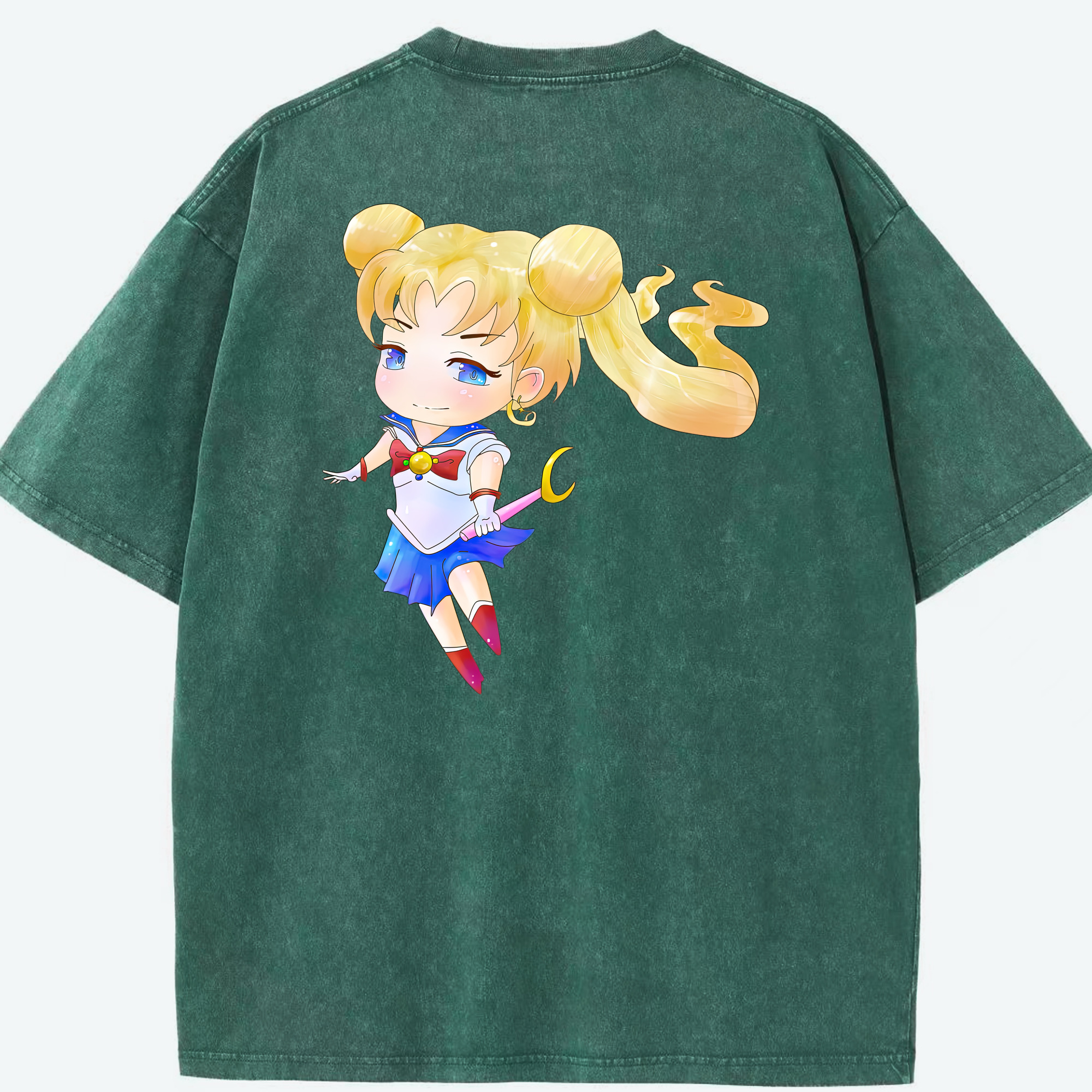 （画像用） 美少女戦士セーラームーン 愛野 美奈子 あいの みなこ Sailor Moon Aino Minako 綿100% ヴィンテージ風 半袖Tシャツ（背面プリント）